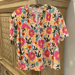 Crosby by Mollie Burch Ellis Top in Monet’s Garden pattern